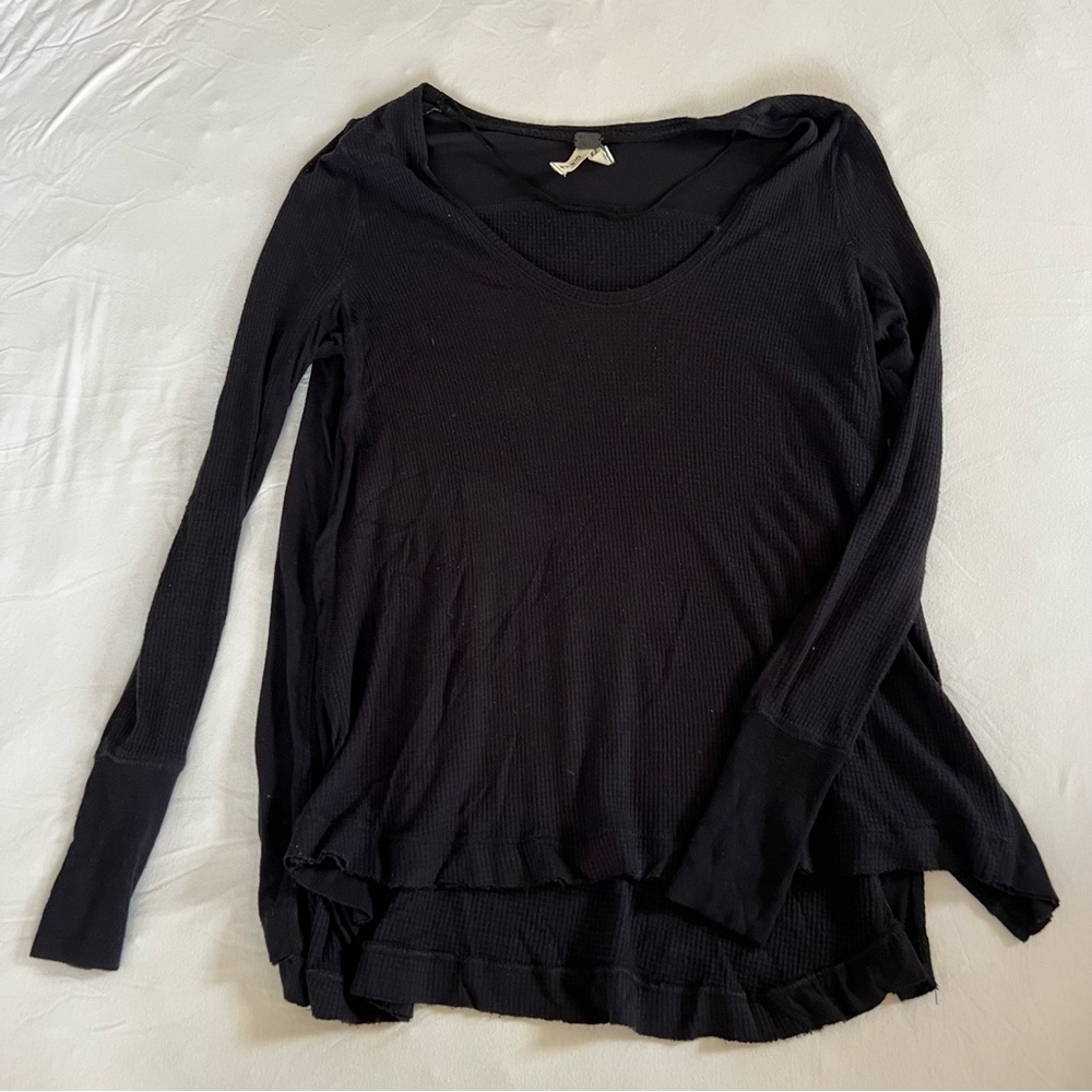 Freepeople black waffle knit shirt